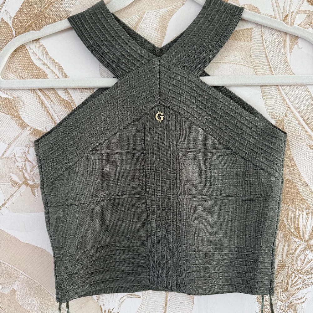GUESS Bandage Crop Top Olive Green NEW!!!! - Picture 6 of 7